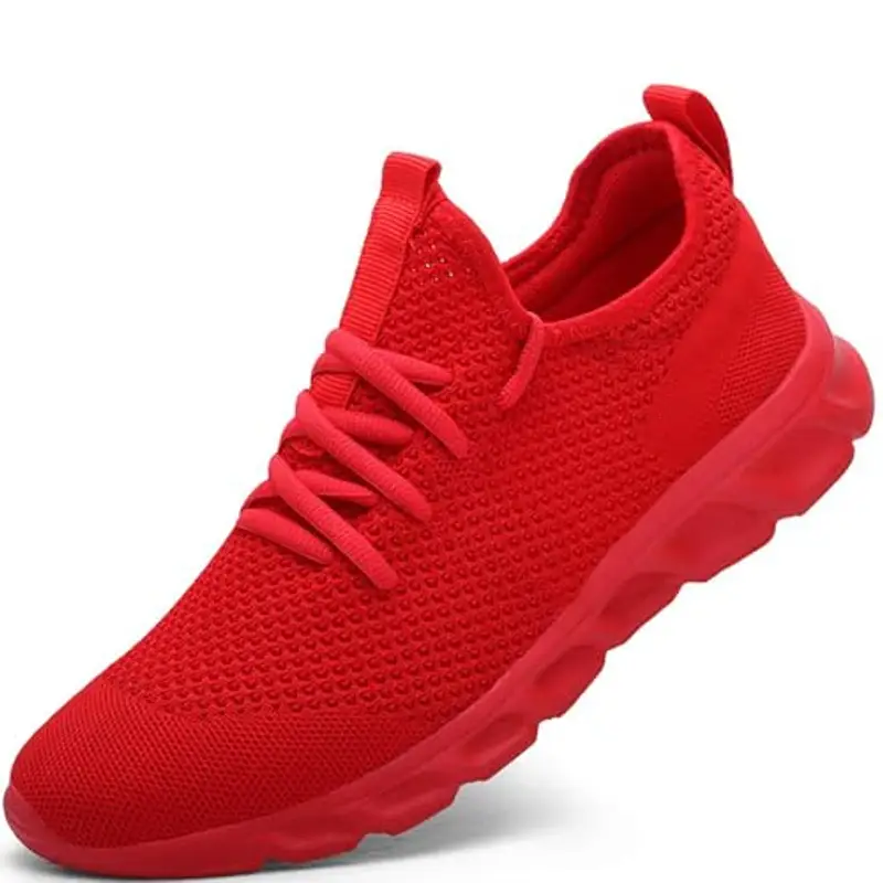 Damyuan Scarpe da Running Corsa Uomo Ginnastica Camminata Casual Jogging Trekking Tennis TRAI Mesh Basket Sport Outdoor Fitness Sportive Palestra Platform Sneakers Rosso 44 EU