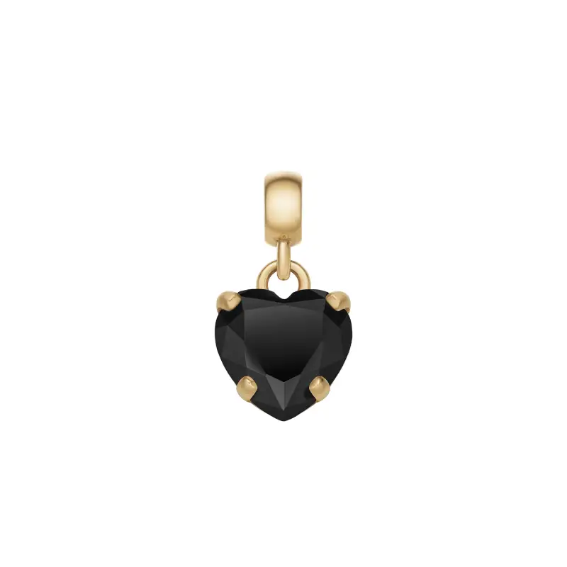 DW Charm Heart Crystal 12x6mm Gold/Black