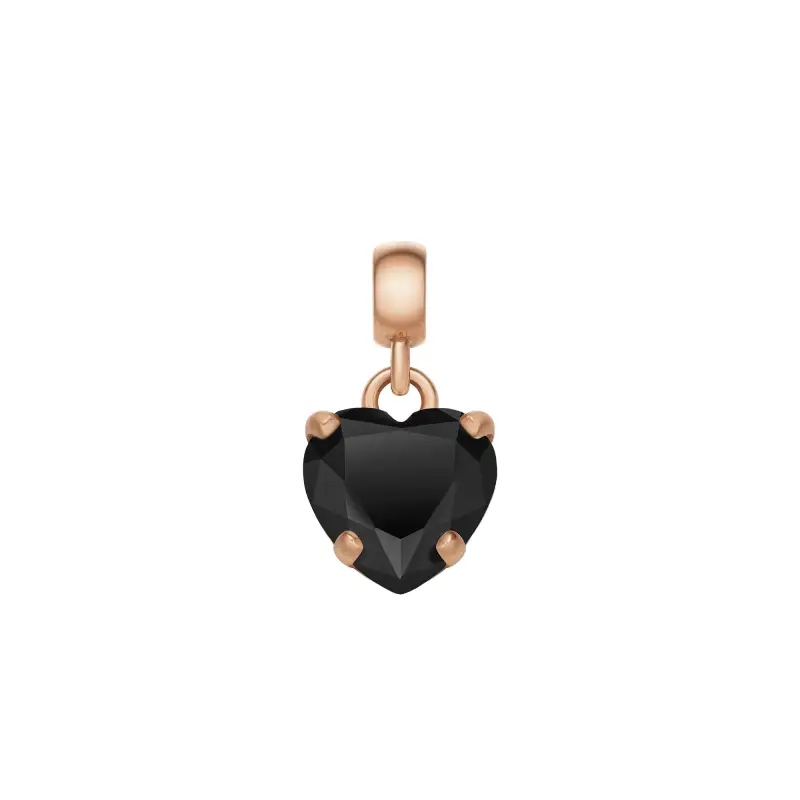 DW Charm Heart Crystal 12x6mm Rose Gold/Black