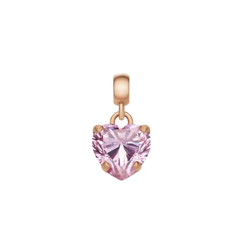 DW Charm Heart Crystal 12x6mm Rose Gold/Pink