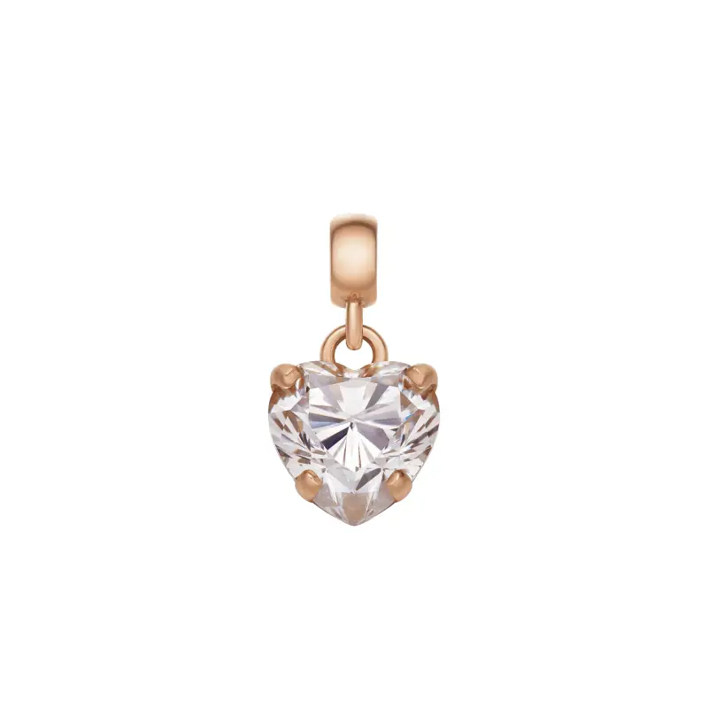 DW Charm Heart Crystal 12x6mm Rose Gold/White