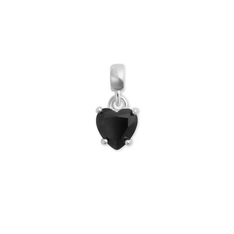 DW Charm Heart Crystal 12x6mm Silver/Black