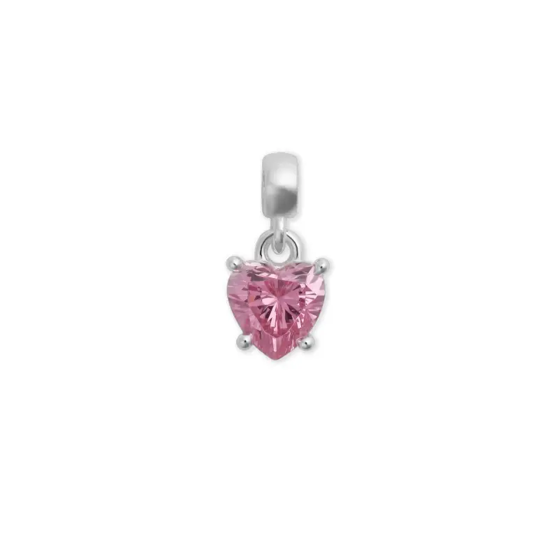 DW Charm Heart Crystal 12x6mm Silver/Pink