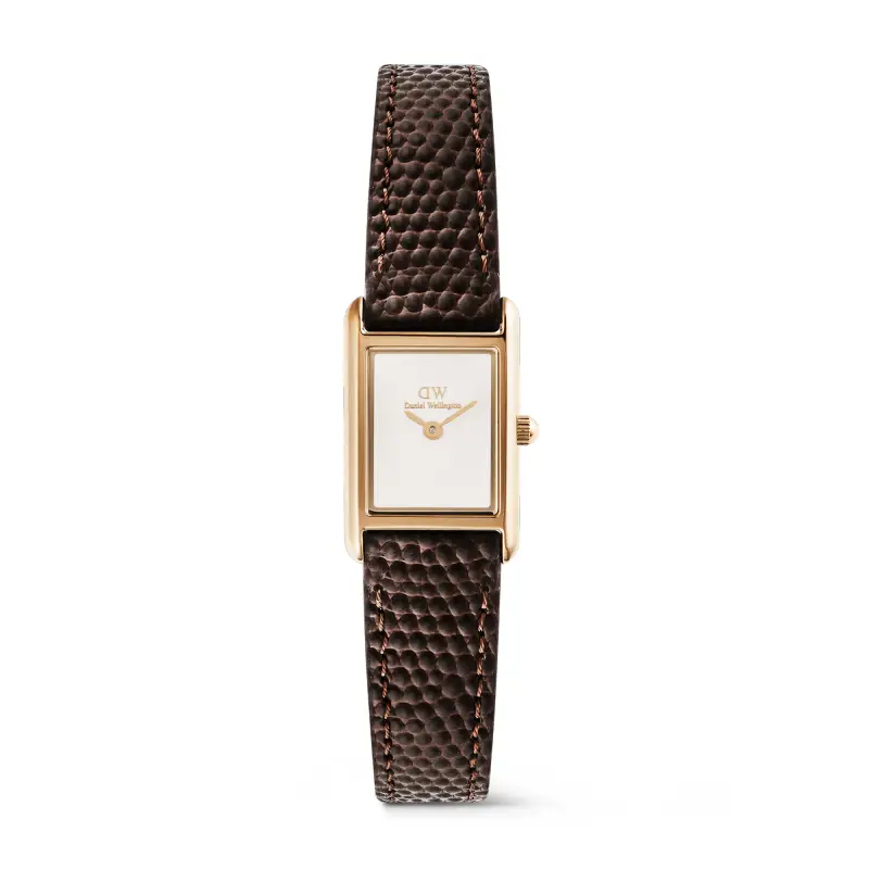 DW Orologio Bound Mini Dark Brown Lizard Rose Gold