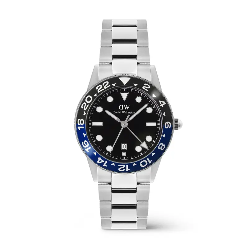 DW Orologio Iconic GMT Link Black Blue Ceramic Bezel Silver