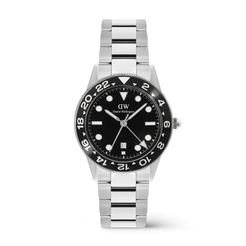 DW Orologio Iconic GMT Link Black Ceramic Bezel Silver