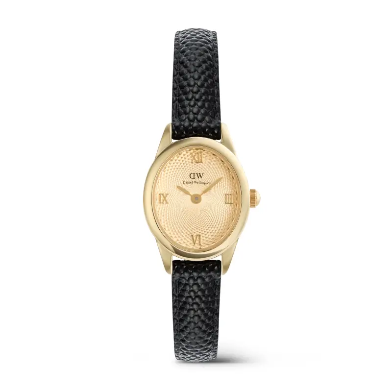 DW Orologio Ophelia Mini Black Lizard Unitone Guilloché Gold 22x25 5mm