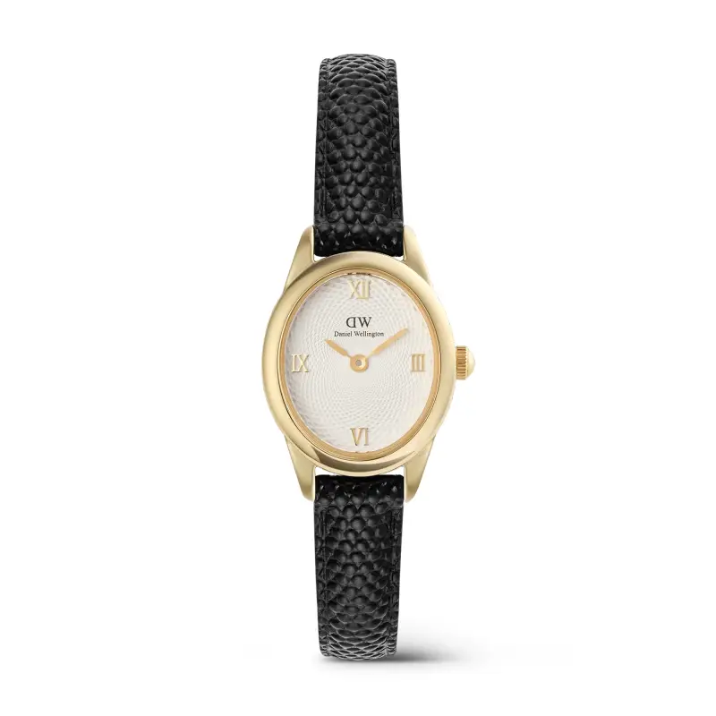 DW Orologio Ophelia Mini Black Lizard White Guilloché Gold 22x25 5mm