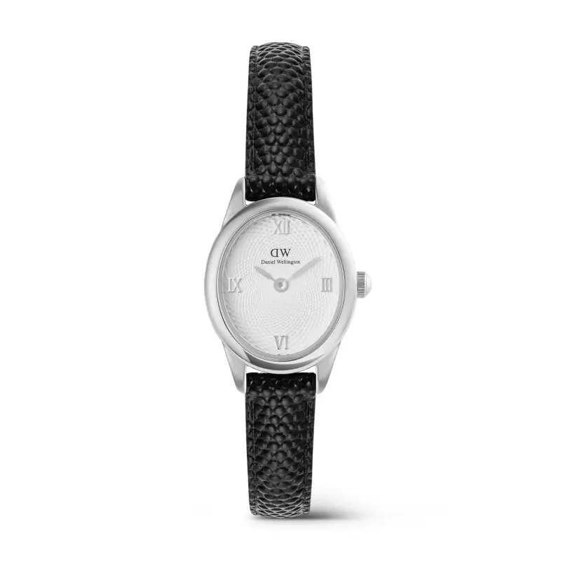 DW Orologio Ophelia Mini Black Lizard White Guilloché Silver 22x25 5mm