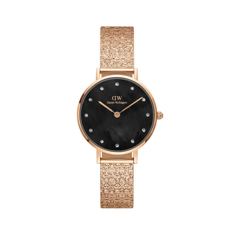 DW Orologio Petite Lumine Pressed Piano Black MoP Rose Gold