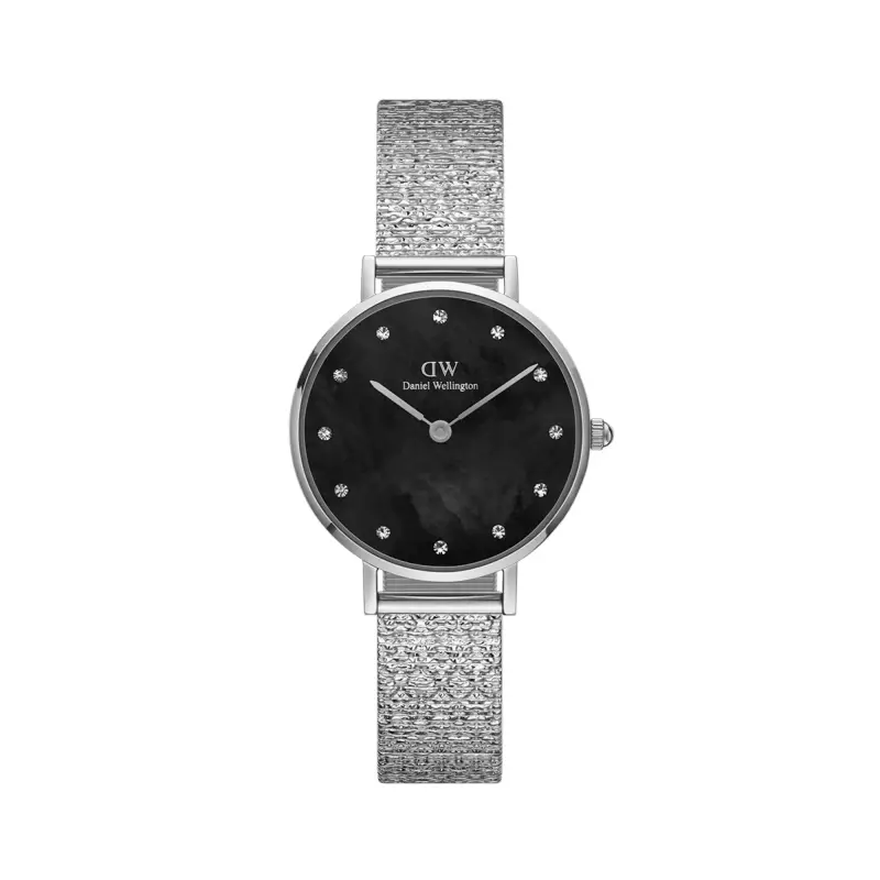 DW Orologio Petite Lumine Pressed Piano Black MoP Silver