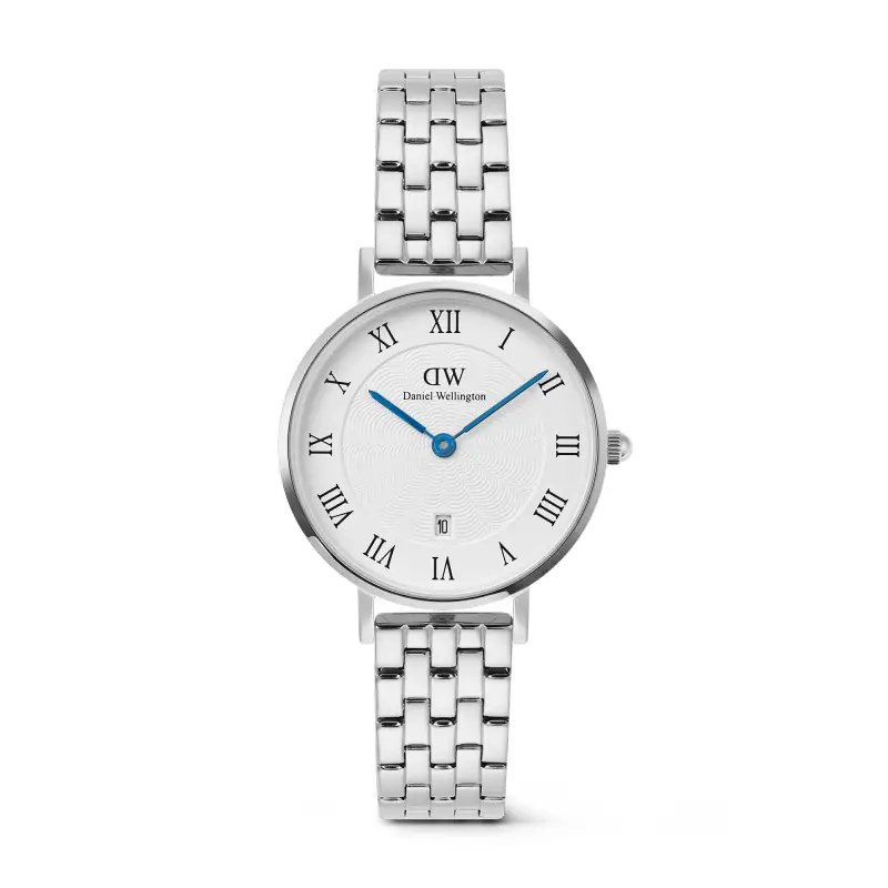 DW Orologio Petite Roman Numerals Date 5-link Silver