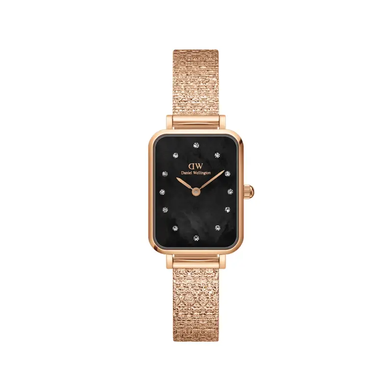 DW Orologio Quadro Lumine Pressed Piano Black MoP Rose Gold