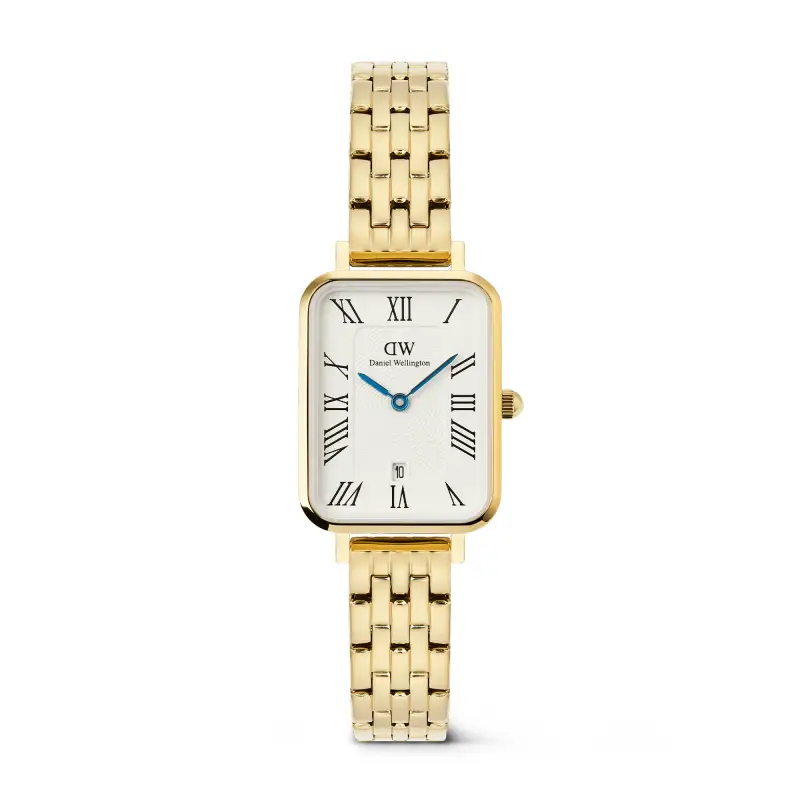 DW Orologio Quadro Roman Numerals Date 5-link Gold