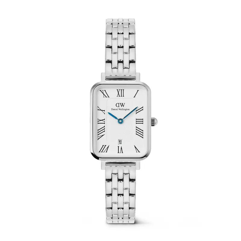 DW Orologio Quadro Roman Numerals Date 5-link Silver