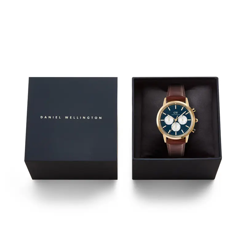 Orologio Daniel Wellington Iconic Chronograph St Mawes Arctic Panda DW00100875 Marrone