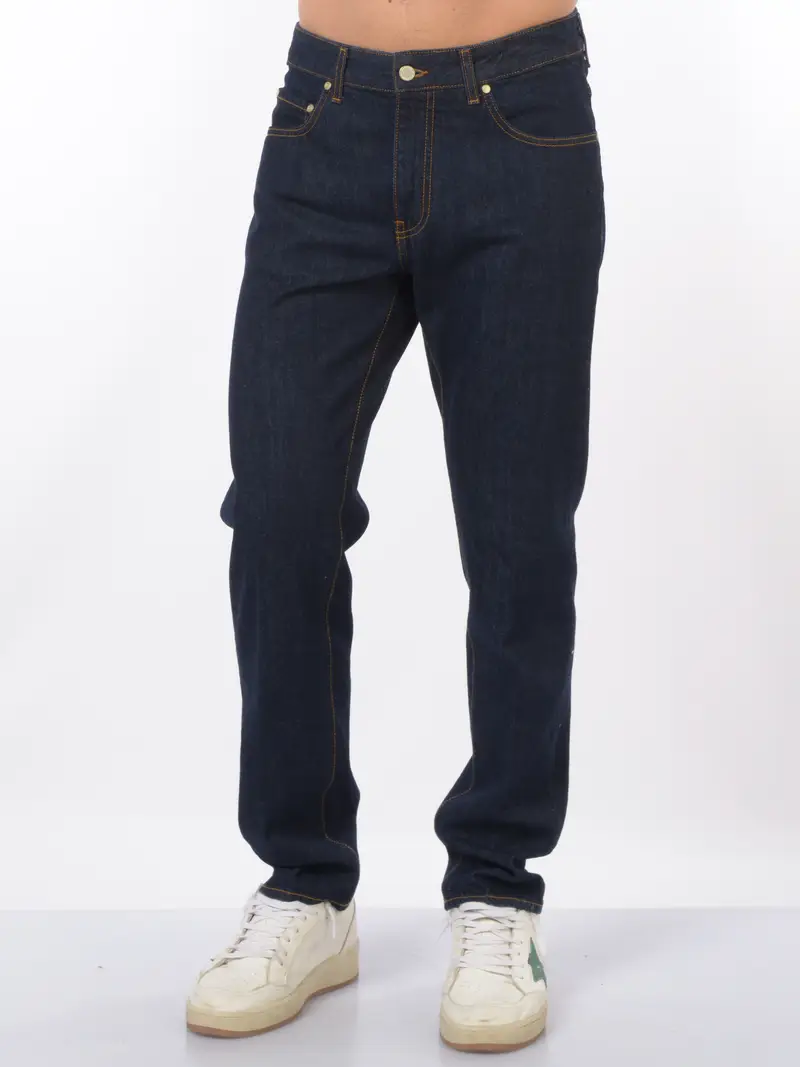 jeans da uomo Daniele Alessandrini cinque tasche cuciture contrasto Blu