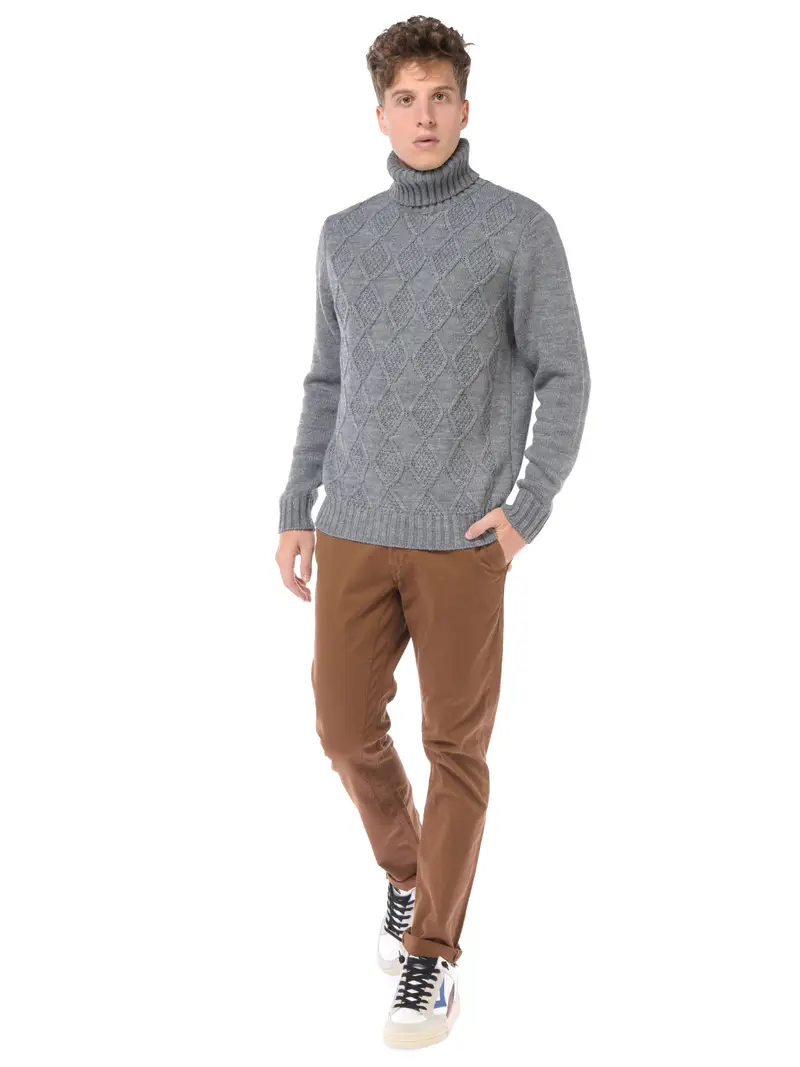 maglia da uomo Daniele Alessandrini collo alto a rombi Grigio miniatura 2