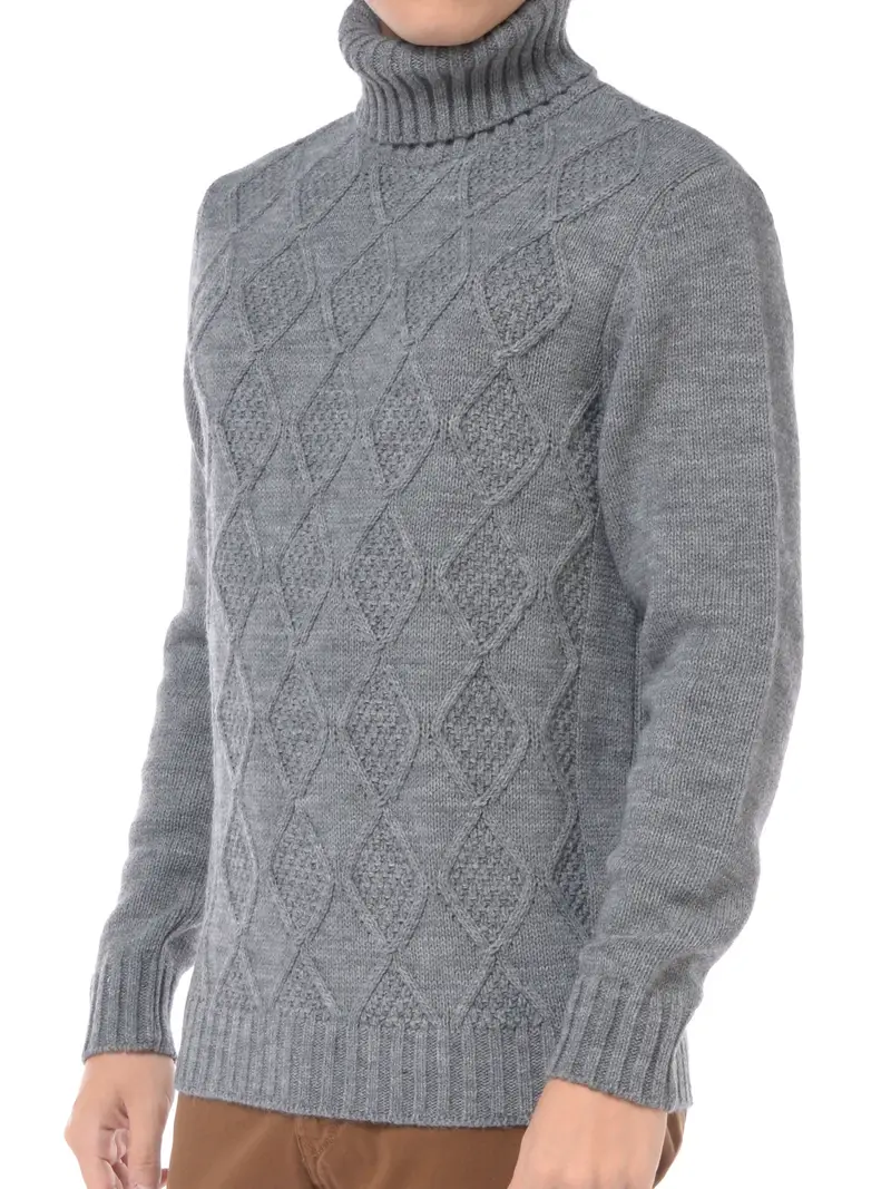 maglia da uomo Daniele Alessandrini collo alto a rombi Grigio