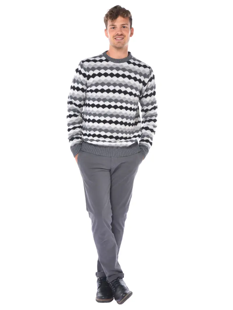 maglia da uomo Daniele Alessandrini girocollo a fantasia Grigio miniatura 2