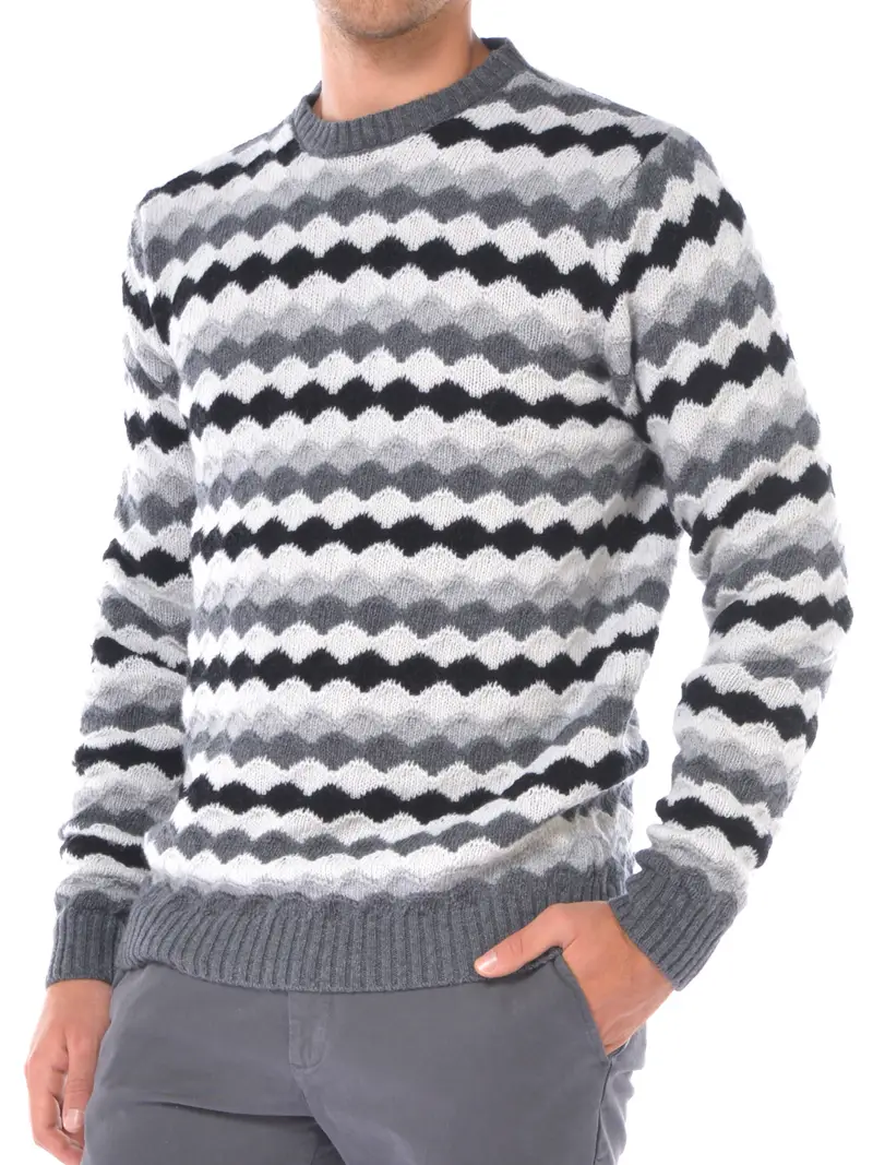 maglia da uomo Daniele Alessandrini girocollo a fantasia Grigio