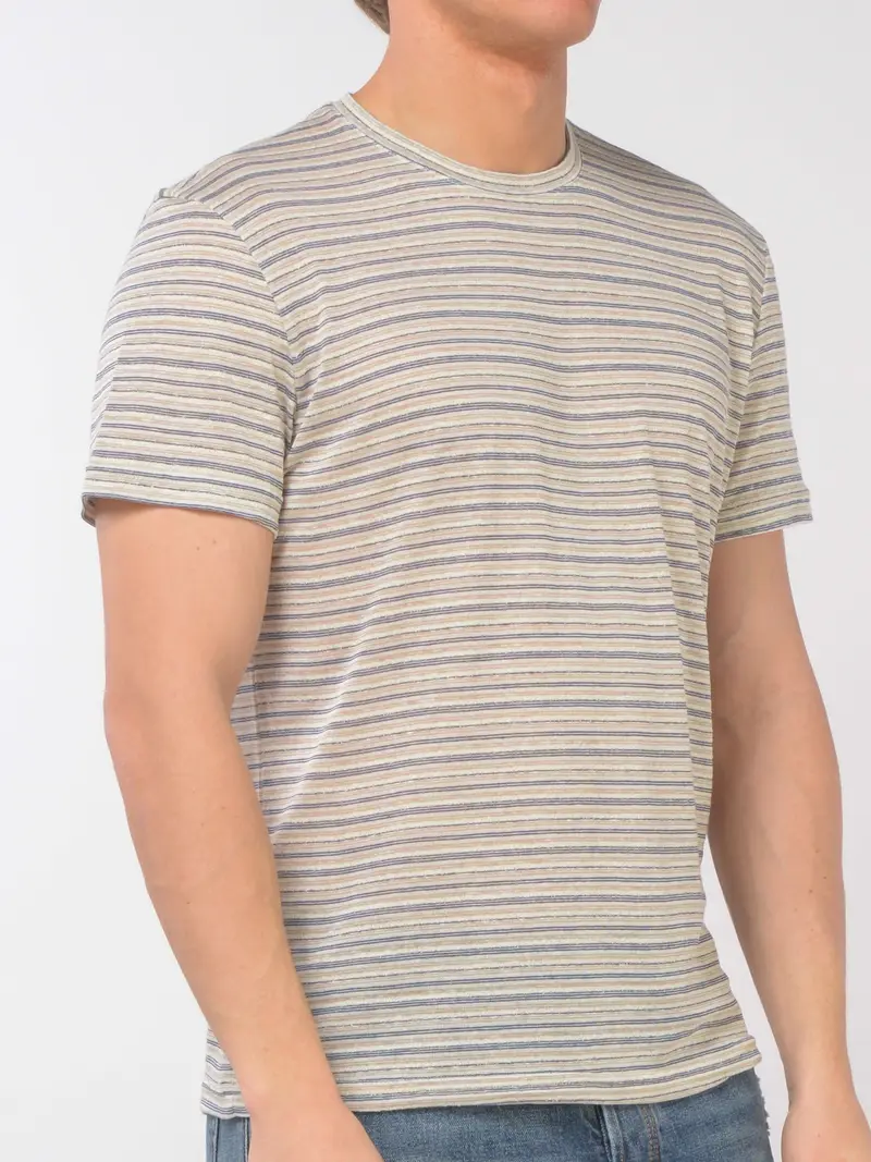 maglia da uomo Daniele Alessandrini girocollo a righe BEIGE