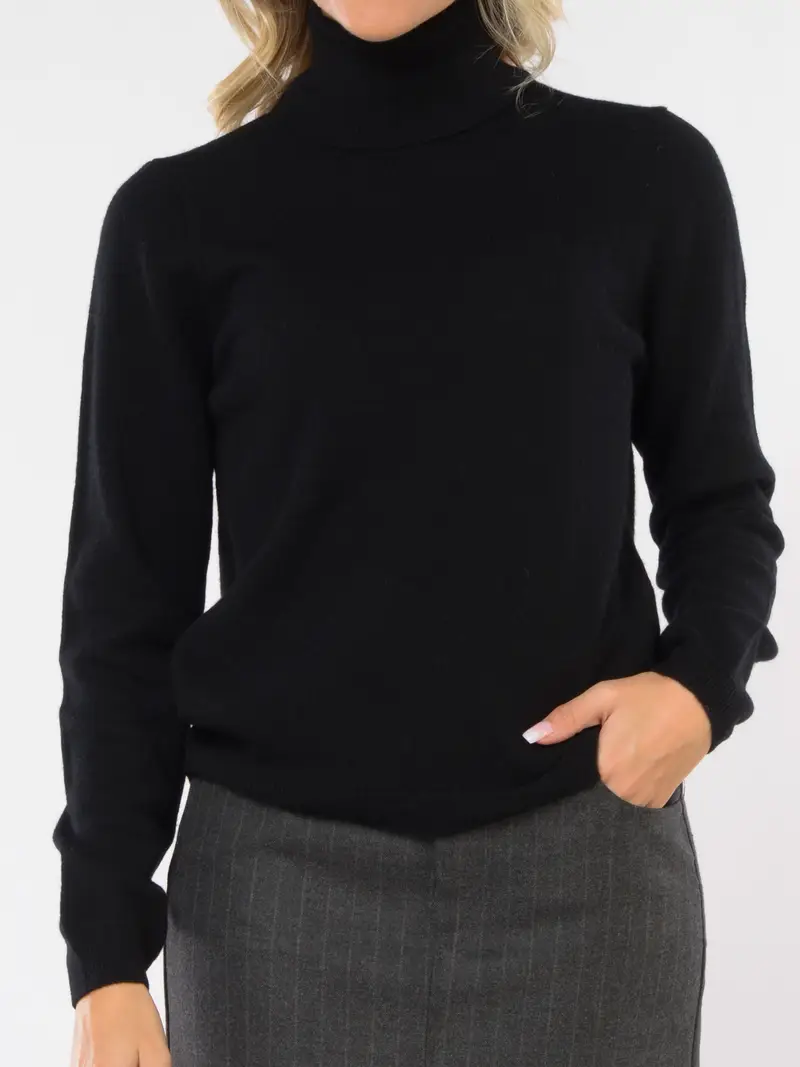 maglia da donna Daniele Fiesoli dolcevita in lana e cachemire NERO