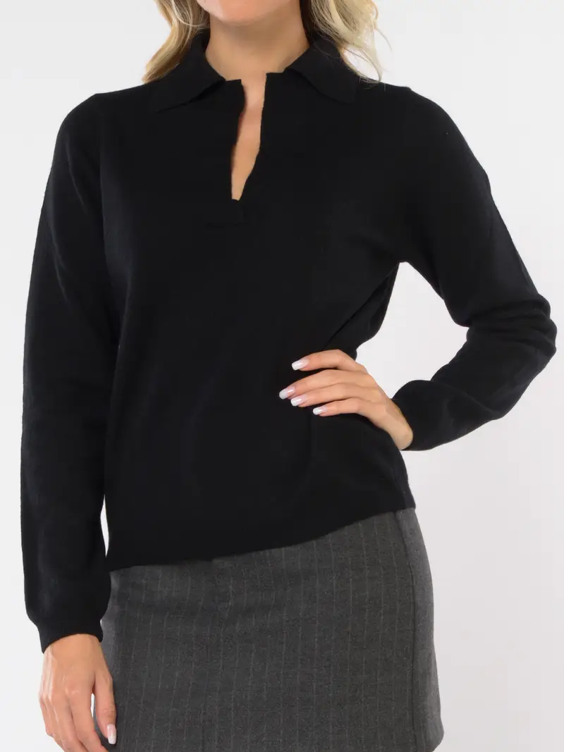 maglia da donna Daniele Fiesoli in lana e cachemire con colletto NERO