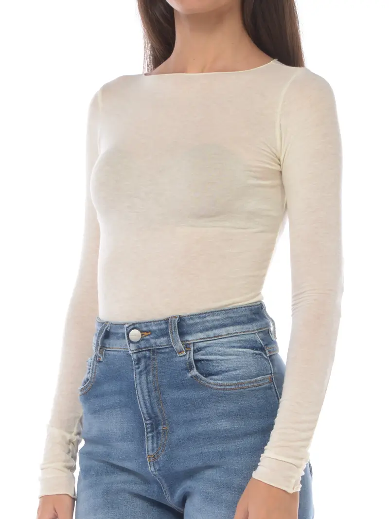 maglia da donna Daniele Fiesoli in viscosa a barchetta BEIGE