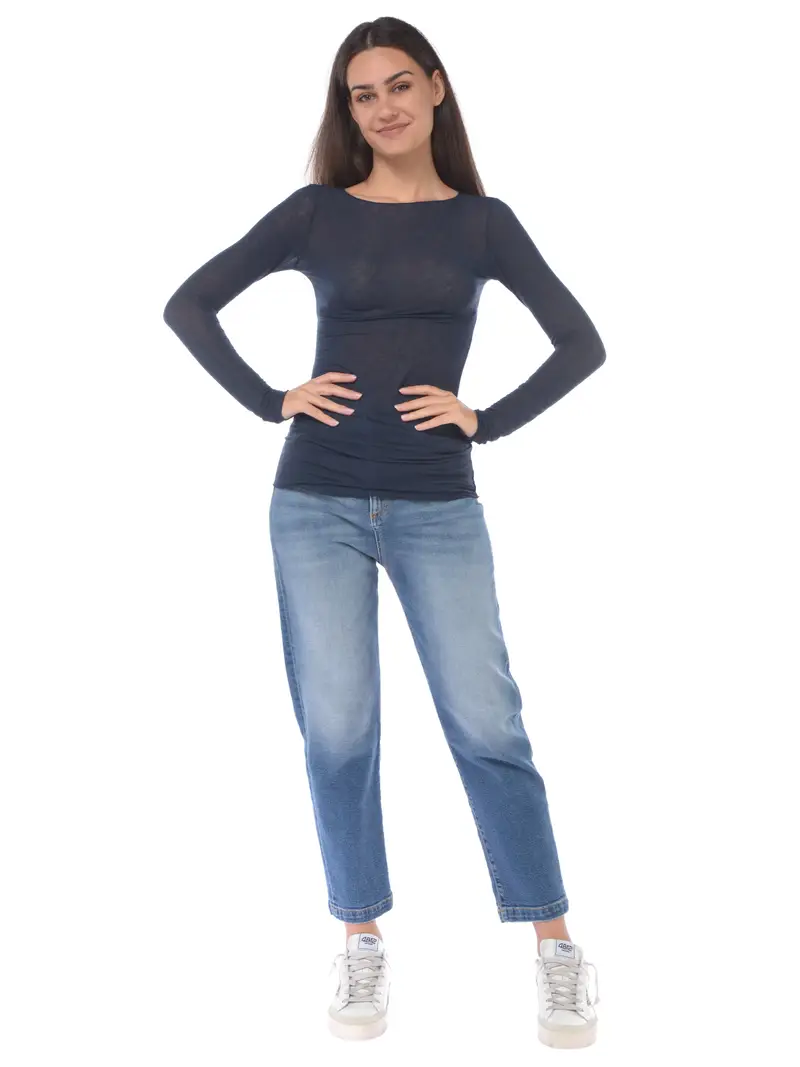 maglia da donna Daniele Fiesoli in viscosa a barchetta Blu miniatura 2