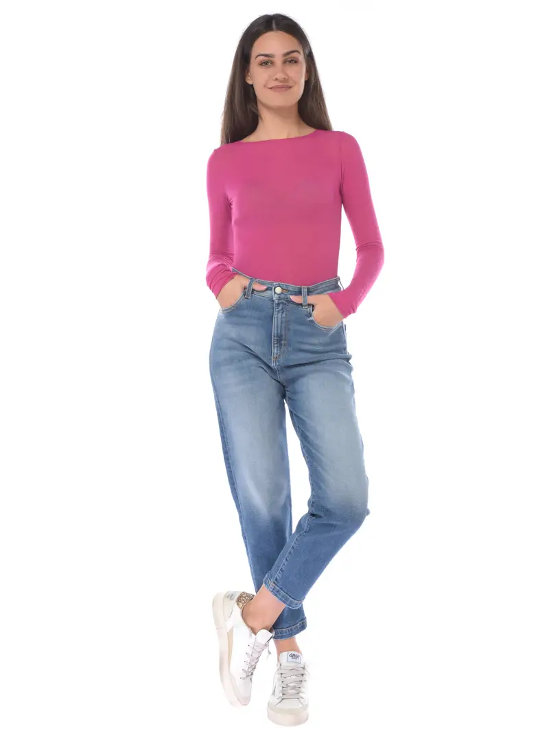 maglia da donna Daniele Fiesoli in viscosa a barchetta VIOLA miniatura 2