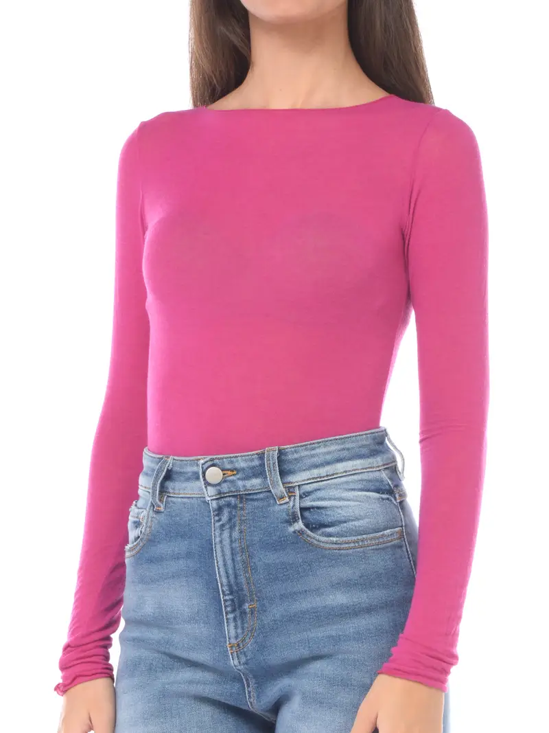 maglia da donna Daniele Fiesoli in viscosa a barchetta VIOLA