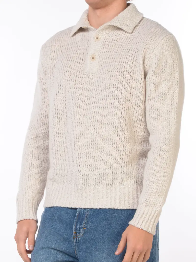 maglia da uomo Daniele Fiesoli collo alto bottoni BEIGE