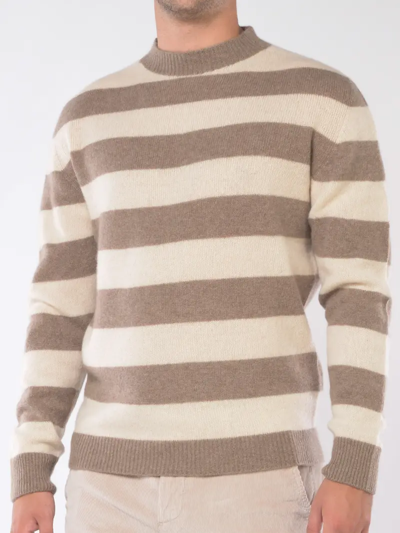 maglia da uomo Daniele Fiesoli in lana e cachemire a righe BEIGE
