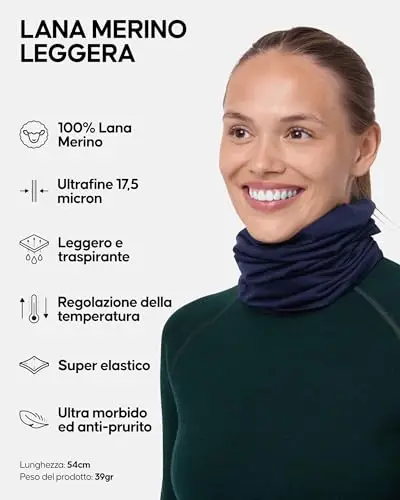 DANISH ENDURANCE Scaldacollo Leggero 100% Lana Merino, Copricollo Multifunzione, Blu Notte, Taglia unica miniatura 2