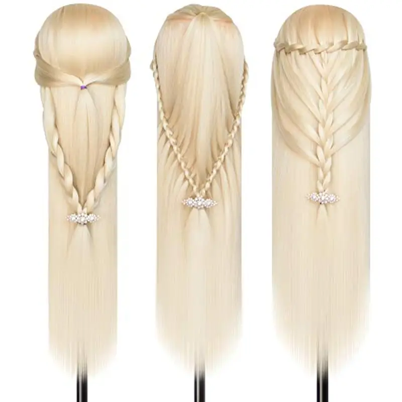 DanseeMeibr Testa per allenamento, 66-71 cm, 100% fibra sintetica, testa di manichino per cosmetologia, con morsetto miniatura 2