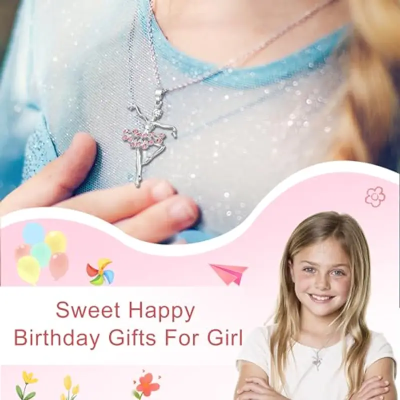 Danza Ballerina Ballerina Balletto Pendente Collana Fascino Sorpresa Regalo di gioielli per Ragazze, donne (Rosa) miniatura 2