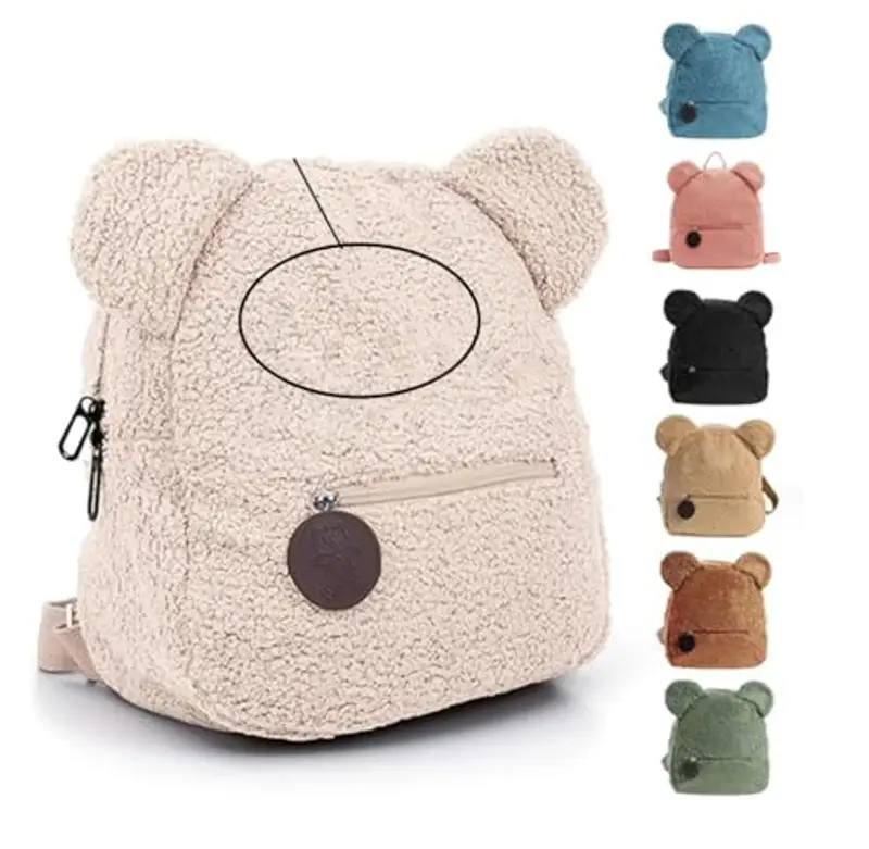 DaPongZhi Sacca Asilo Personalizzata Zaino Asilo Personalizzato con Nome Zainetti per Bambini Orsetto Morbido in