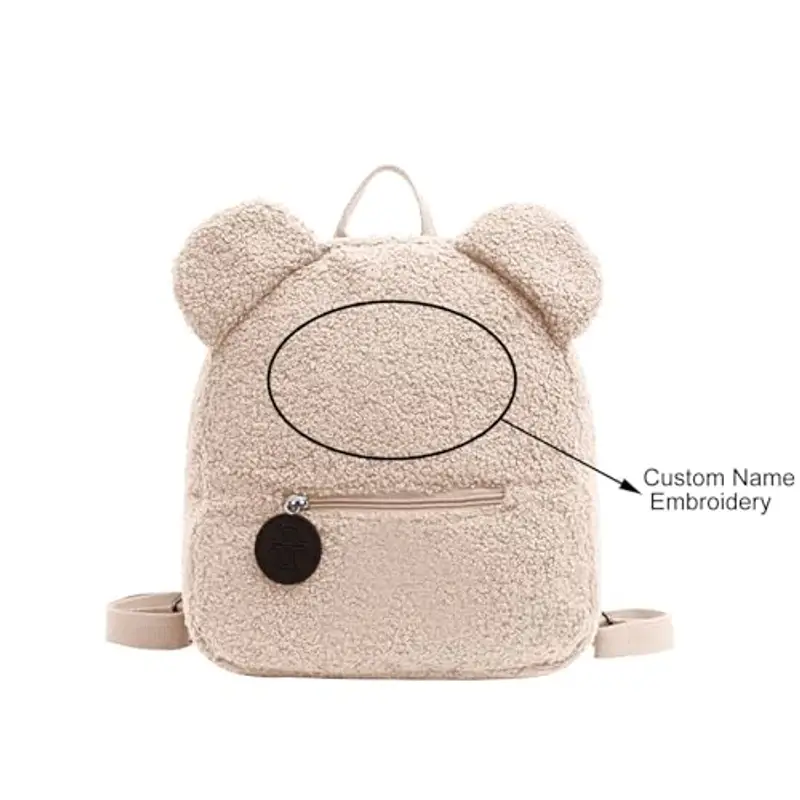 DaPongZhi Sacca Asilo Personalizzata Zaino Asilo Personalizzato con Nome Zainetti per Bambini Orsetto Morbido in miniatura 2