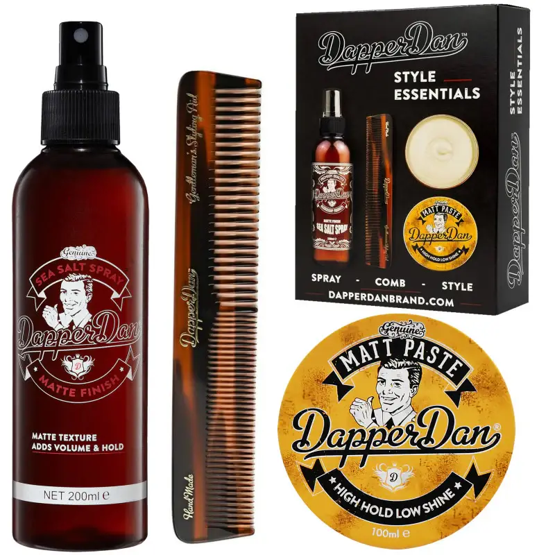 Set Dapper Dan Style Essentials - kit per lo styling dei capelli, pasta, spray e pettine, 100 ml + 200 ml
