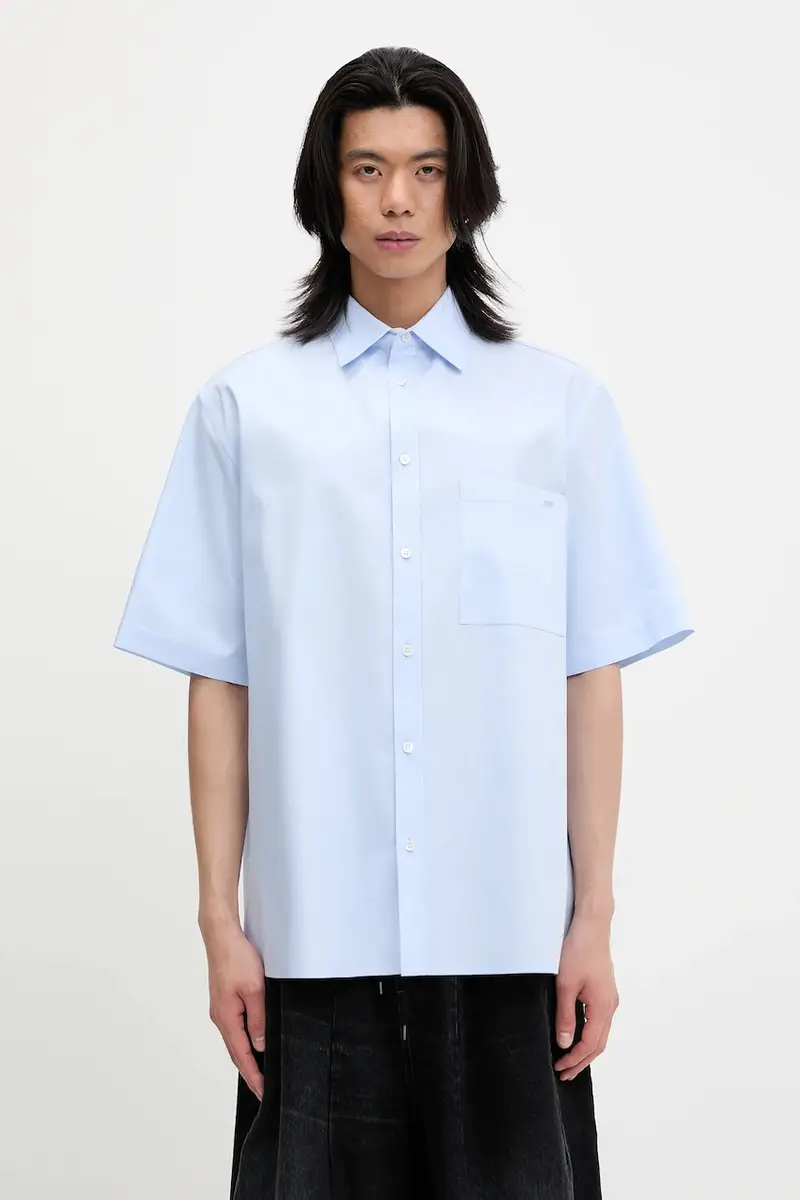 camicia in cotone Vale uomo colore blu MSH04.FAC14