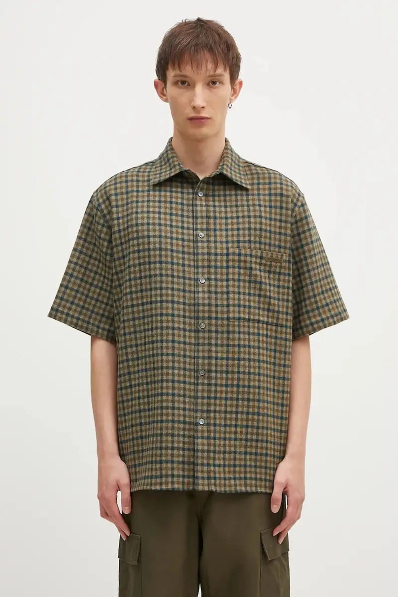 camicia in lana Vale colore verde MSH04.FAW11.8565