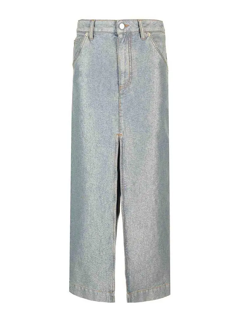 Gonna di denim lurex Azzurro