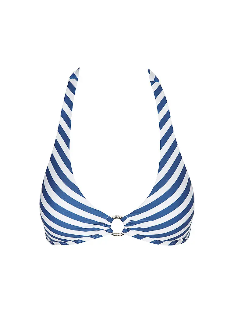 Top bikini da donna con anello e allacciatura al collo blu | 36