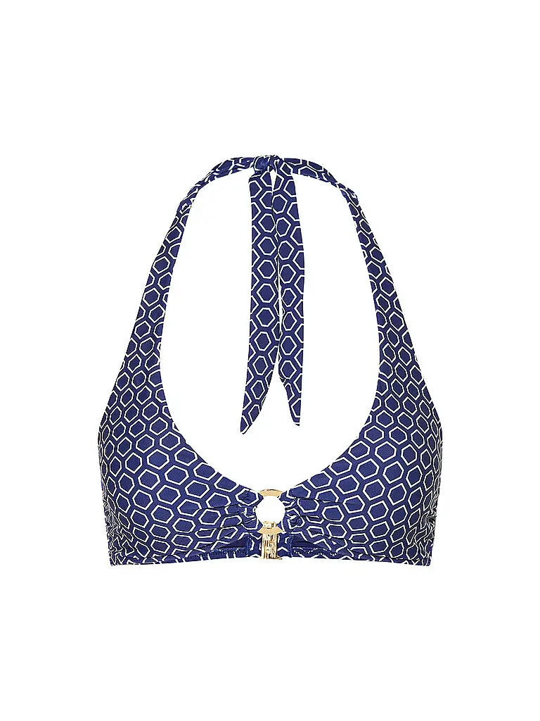 Top bikini da donna con anello e allacciatura al collo blu | 36