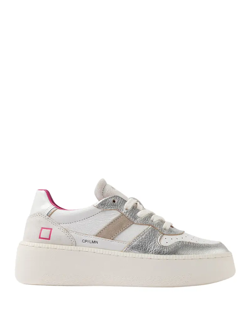 sneakers date court platform da donna - bianco