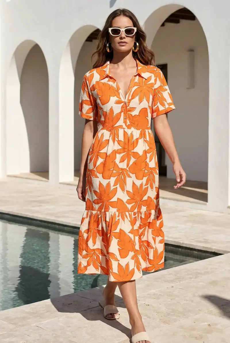 ABITO CAMICIA LUNGO CECILIA | Colore Arancione |