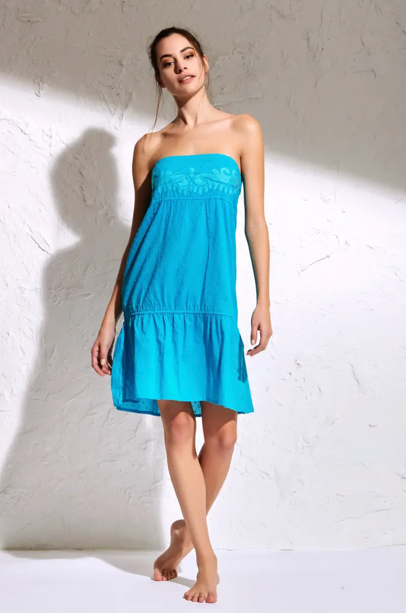 ABITO FASCIA PURO COTONE | Colore Turchese |