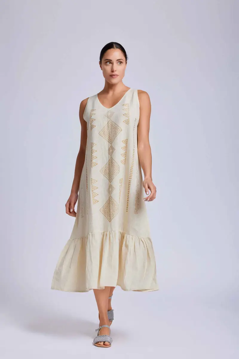 ABITO LUNGO SMANICATO MINDY | Colore Avorio |