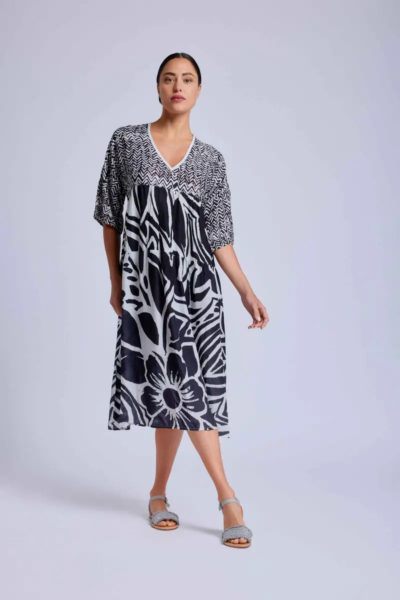 ABITO LUNGO TONI BIANCO E NERO | Colore Multi |